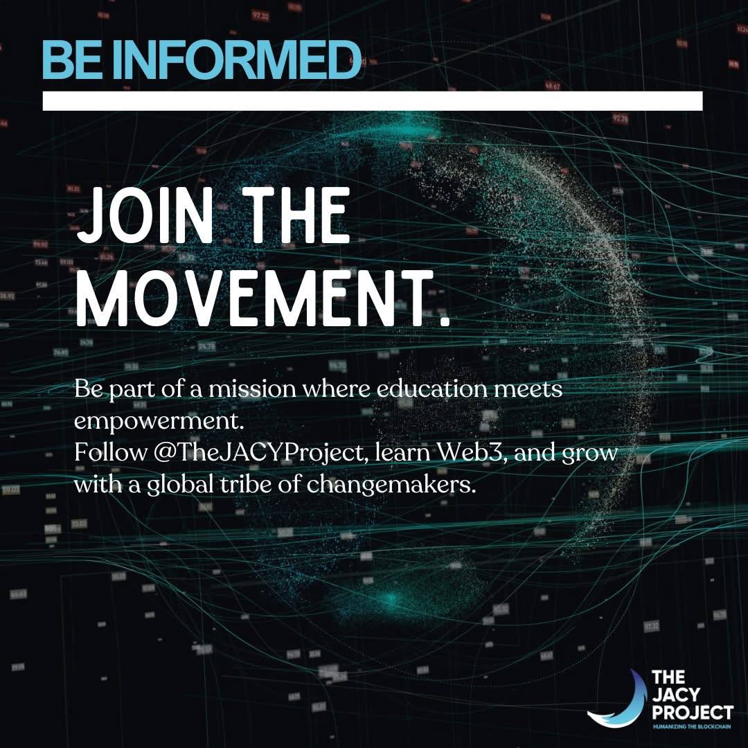 TheJacyProject's tweet image. Web3 Is Evolving — Don’t Learn Alone.
The JACY Project is more than a platform.
It’s a collaborative learning space where creatives, communities, and changemakers grow together in Web3.
🌍 Join The JACY Project — a revolutionary blockchain ecosystem empowering creators,…