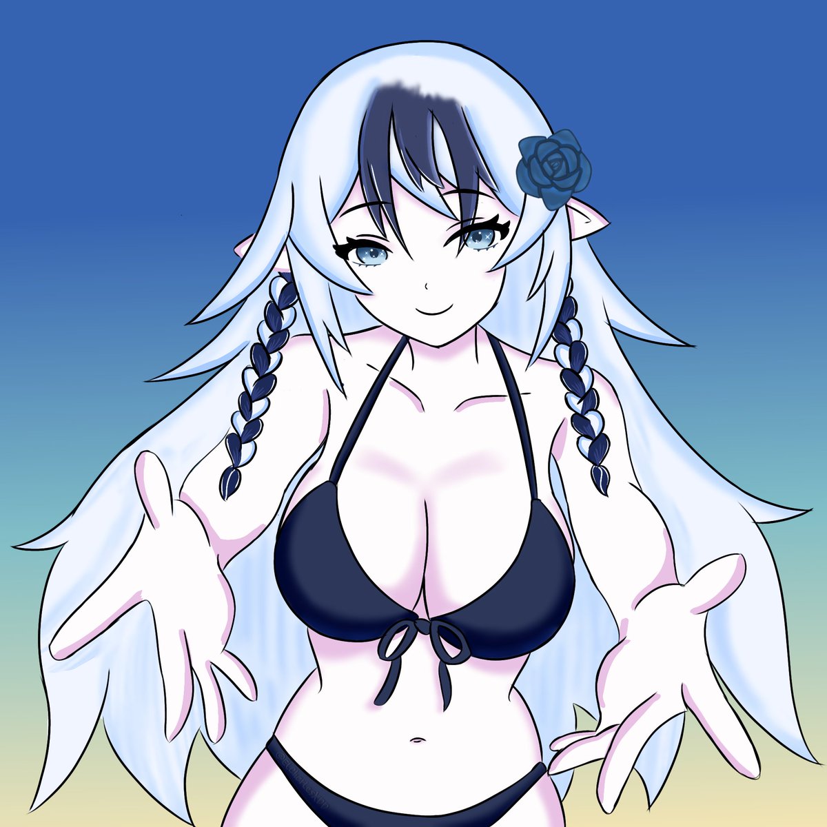 ElCharlesXDD's tweet photo. A little Vtuber spider on the beach waiting to entangle you in its arms.  🕷️�� https://t.co/4OXvmFVMq6