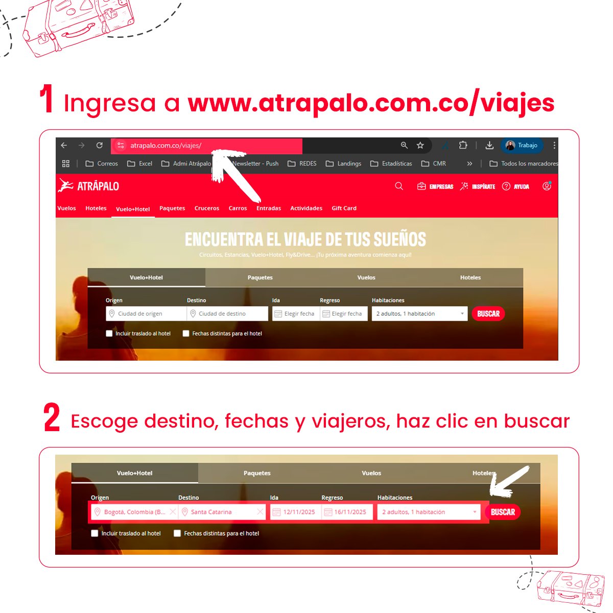 atrapaloCOL's tweet photo. ¿Quieres reservar todo en un solo lugar? 🧳
En Atrápalo puedes armar tu paquete completo con vuelo + hotel en solo unos clics.

👉 https://t.co/5cP9ERHEoN 👈

📲 Atrápalo lo hace fácil.

#ViajaConAtrápalo #VueloYHotel #ReservaInteligente #ViajarEsFácil #AtrápaloColombia https://t.co/s6terZ2zNh