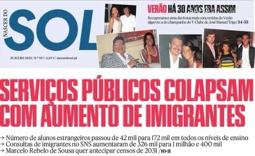 Conquistas da imigração:

Os Jovens ficaram sem casa ✅ 

Os trabalhadores ficaram sem trabalho ✅ 

As senhoras ficaram sem segurança ✅ 

E agora os idosos ficaram sem serviços públicos.

Quais os benefícios? o PIB aumenta e é canalizado para os super-ricos que beneficiam da