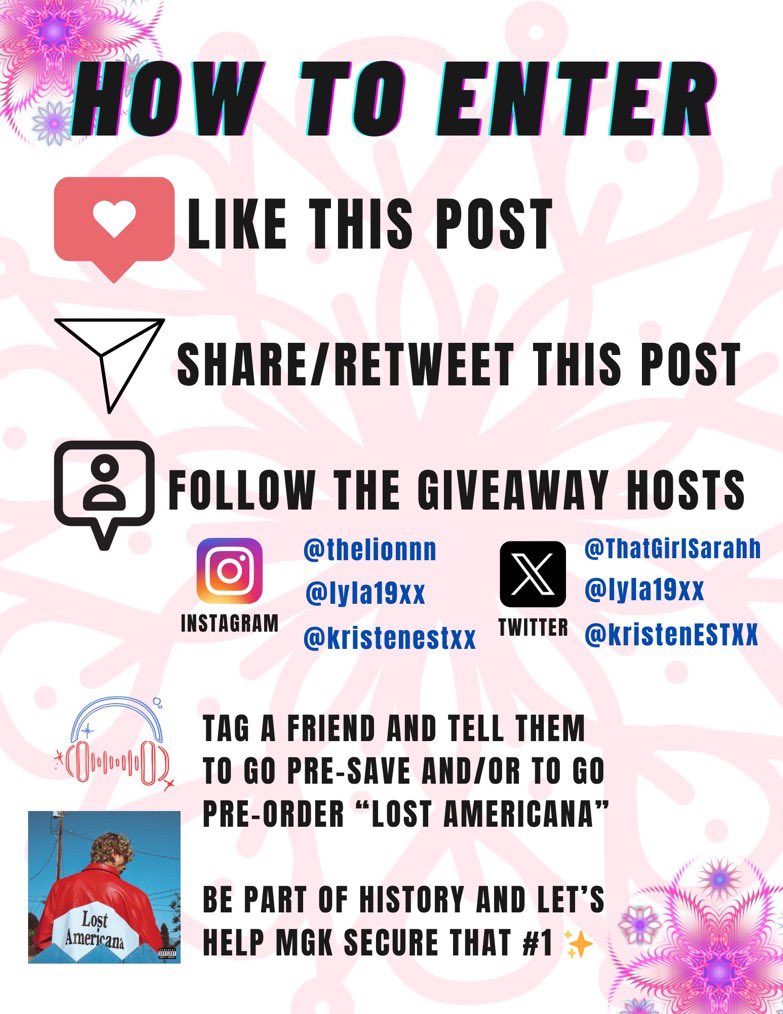 ThatGirlSarahh's tweet image. Me, @lyla19xx & @kristenESTXX bring you this GIVEAWAY cuz it may not be clocking to yall, but it is clocking to us Lost Americana is #1!
Please RT & How to enter is on the SECOND slide! ✨
instagram.com/thelionnn
instagram.com/lyla19xx
instagram.com/kristenestxx