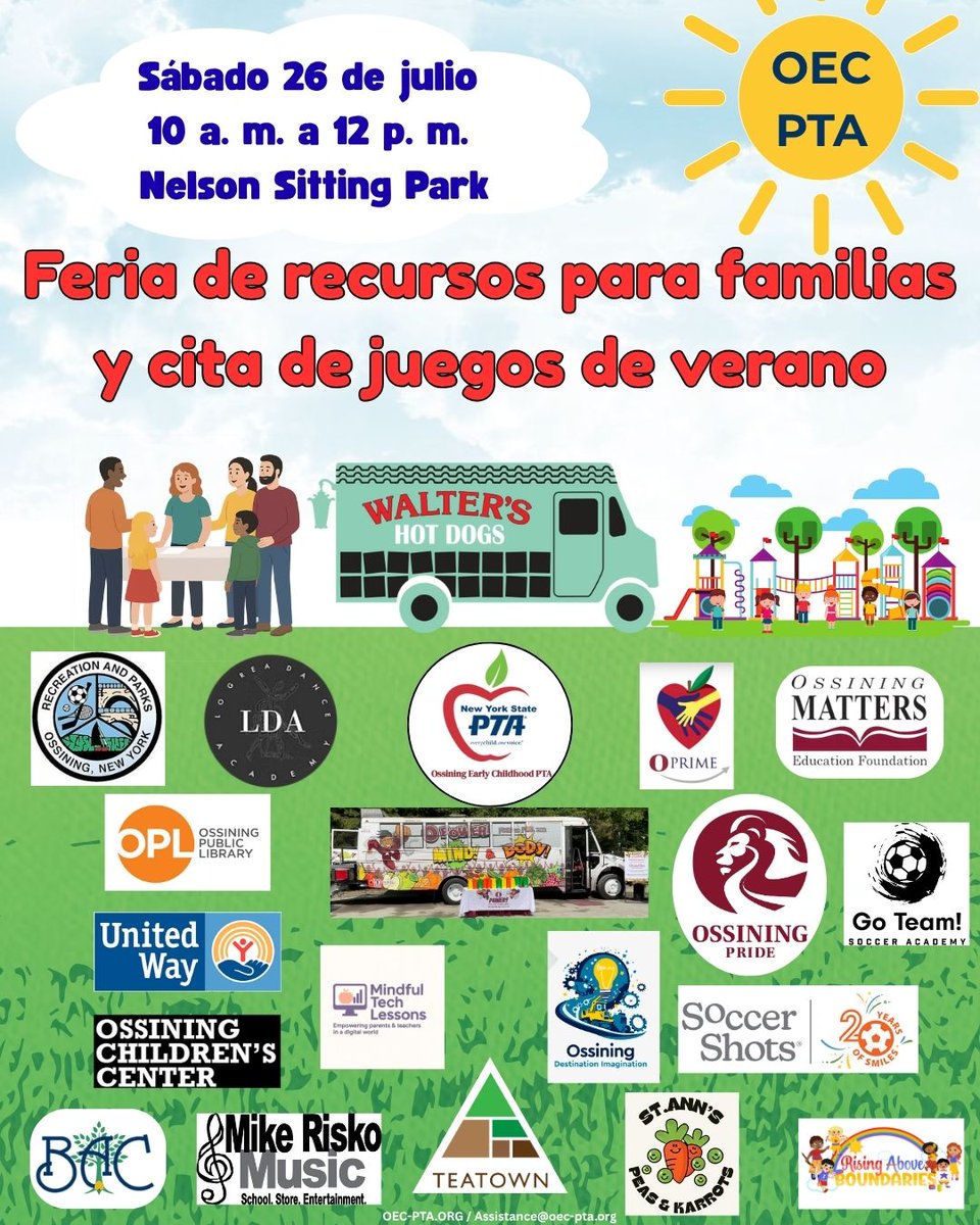 oecpta (@oec_pta) on Twitter photo Join us Tomorrow: Saturday, July 26th from 10a-noon!
<a href="/OssiningSchools/">Ossining UFSD</a> <a href="/OssiningMATTERS/">Ossining MATTERS</a> <a href="/LogreaDance/">Logrea Dance Academy</a> <a href="/Mikeriskomusic/">Mike Risko Music</a> <a href="/SoccerShots/">Soccer Shots</a> <a href="/Teatown_/">Teatown Lake Reservation</a> <a href="/UnitedWay/">United Way</a> And more! Join us Tomorrow: Saturday, July 26th from 10a-noon!
<a href="/OssiningSchools/">Ossining UFSD</a> <a href="/OssiningMATTERS/">Ossining MATTERS</a> <a href="/LogreaDance/">Logrea Dance Academy</a> <a href="/Mikeriskomusic/">Mike Risko Music</a> <a href="/SoccerShots/">Soccer Shots</a> <a href="/Teatown_/">Teatown Lake Reservation</a> <a href="/UnitedWay/">United Way</a> And more!