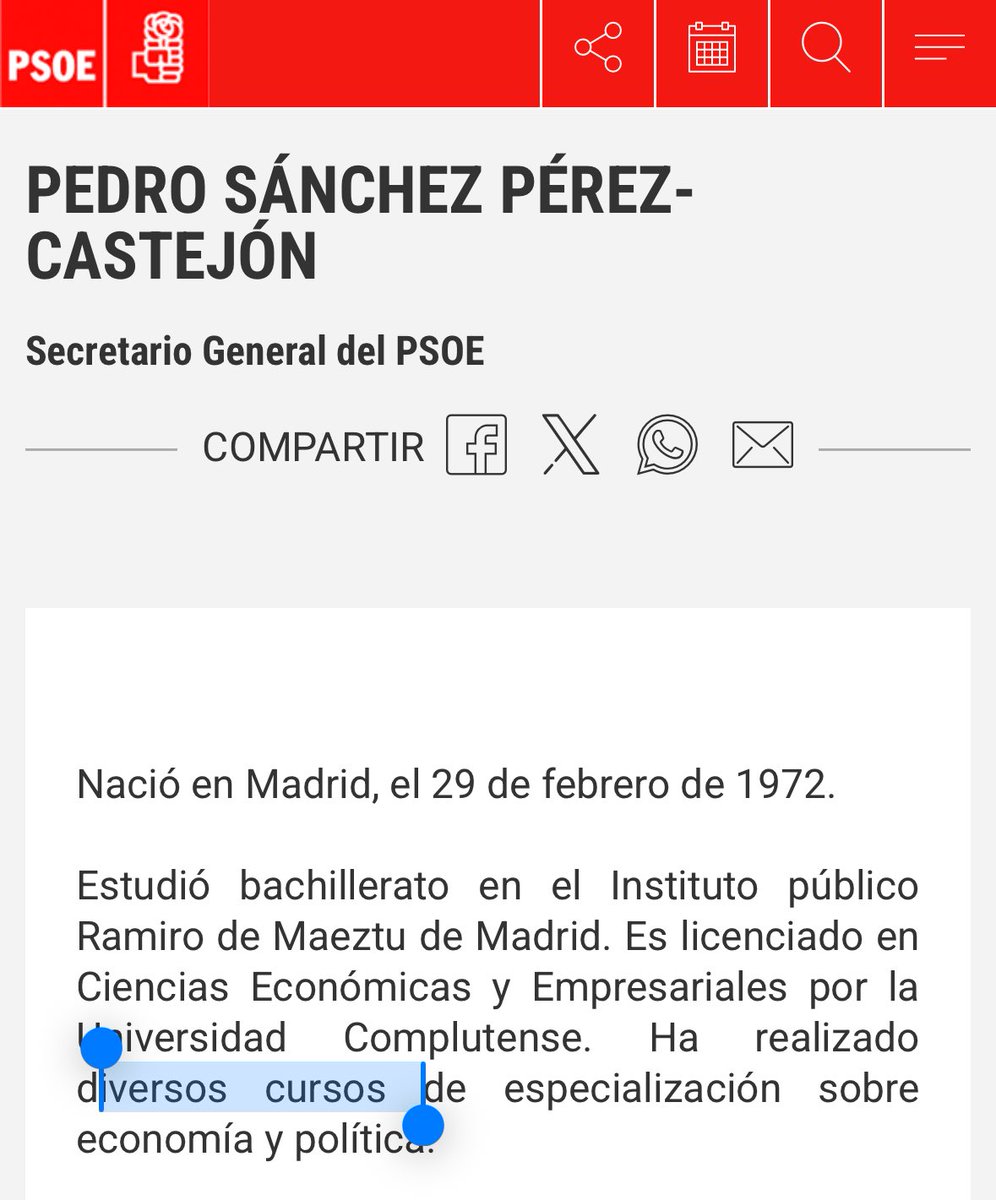 PedroOtamendi's tweet image. Pedro Sánchez tenía en su currículum tres másteres:
- En Política Económica.
- En Integración Monetaria.
- En Liderazgo Público.
Ahora tiene ‘diversos cursos’. 😂