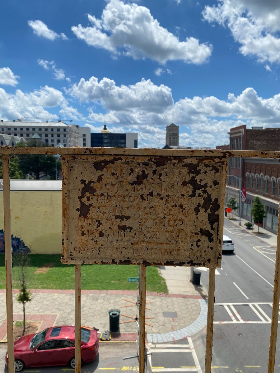 Can you make out the words on the plate of the fire escape at 185 Mitchell:

“NOTICE

Anyone placing any incumbrance upon this balcony is liable to a penalty of ten dollars and imprisonment for ten days

Built by Atlanta Machine Works”