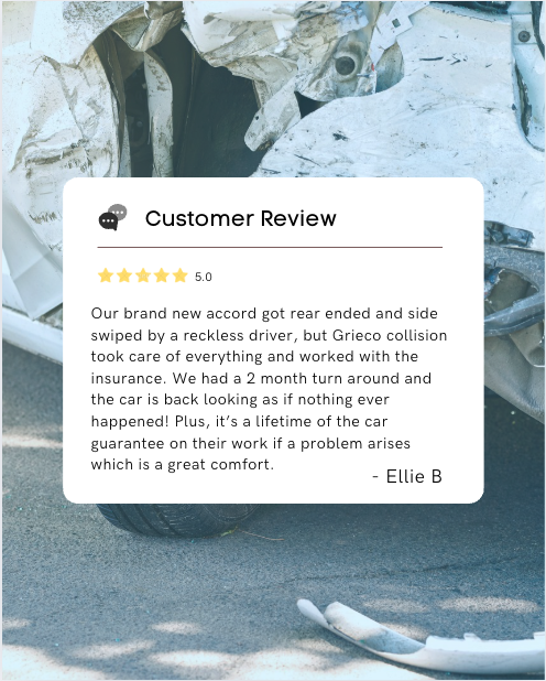 Thank you so much for the 5-star review, Ellie! 🌟 We're so happy to hear that we were able to repair your vehicle and that it looks like nothing ever happened! At Grieco Collision Center of Johnston RI, we're dedicated to getting you back on the road! ✨