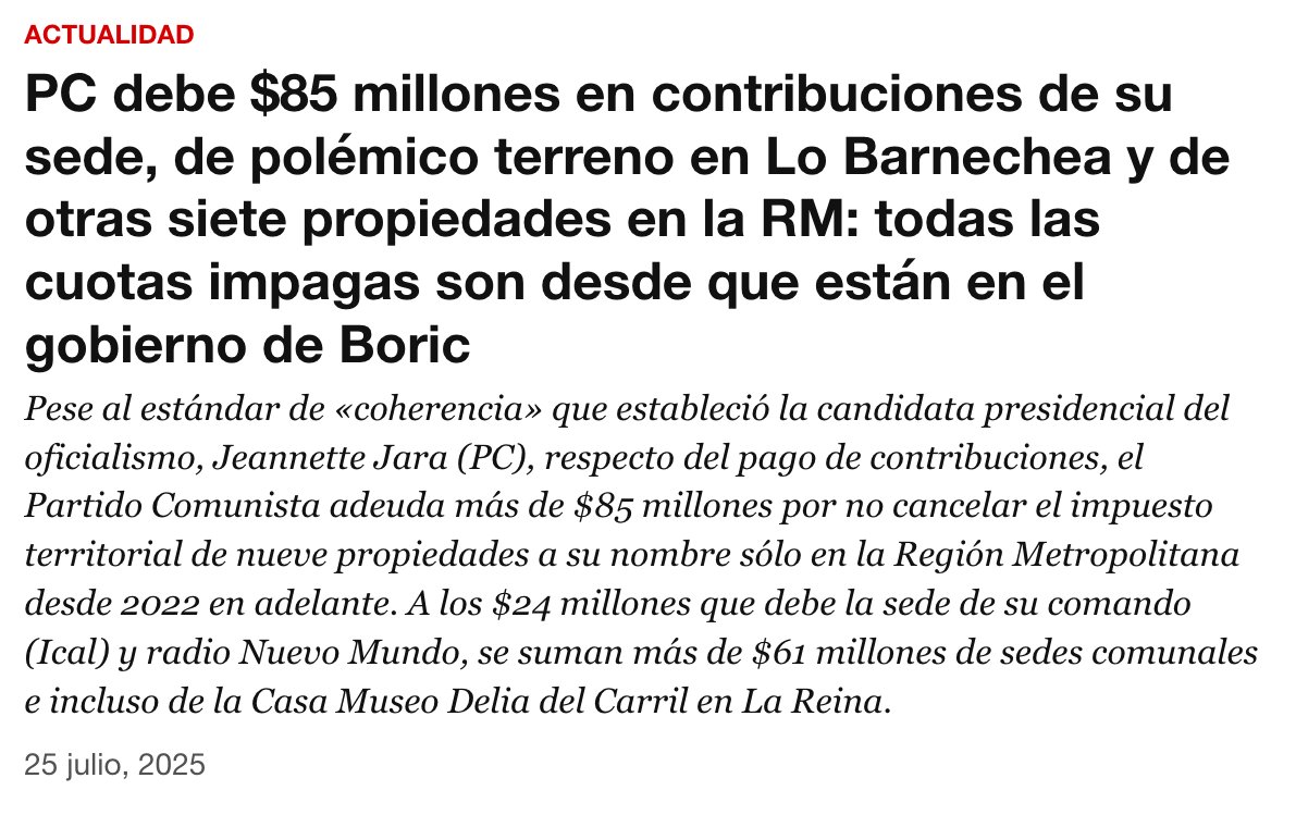 cristiandalyd's tweet image. 🔴Seguimos compañeros ✊🏼 En el PC son los 1eros en defender a las nefastas e injustas contribuciones q agobian a miles de familias y adultos en Chile. Pero no pagan las propias contribuciones de sus millonarias propiedades, ni se las remata el SII como al resto q no es de elite.