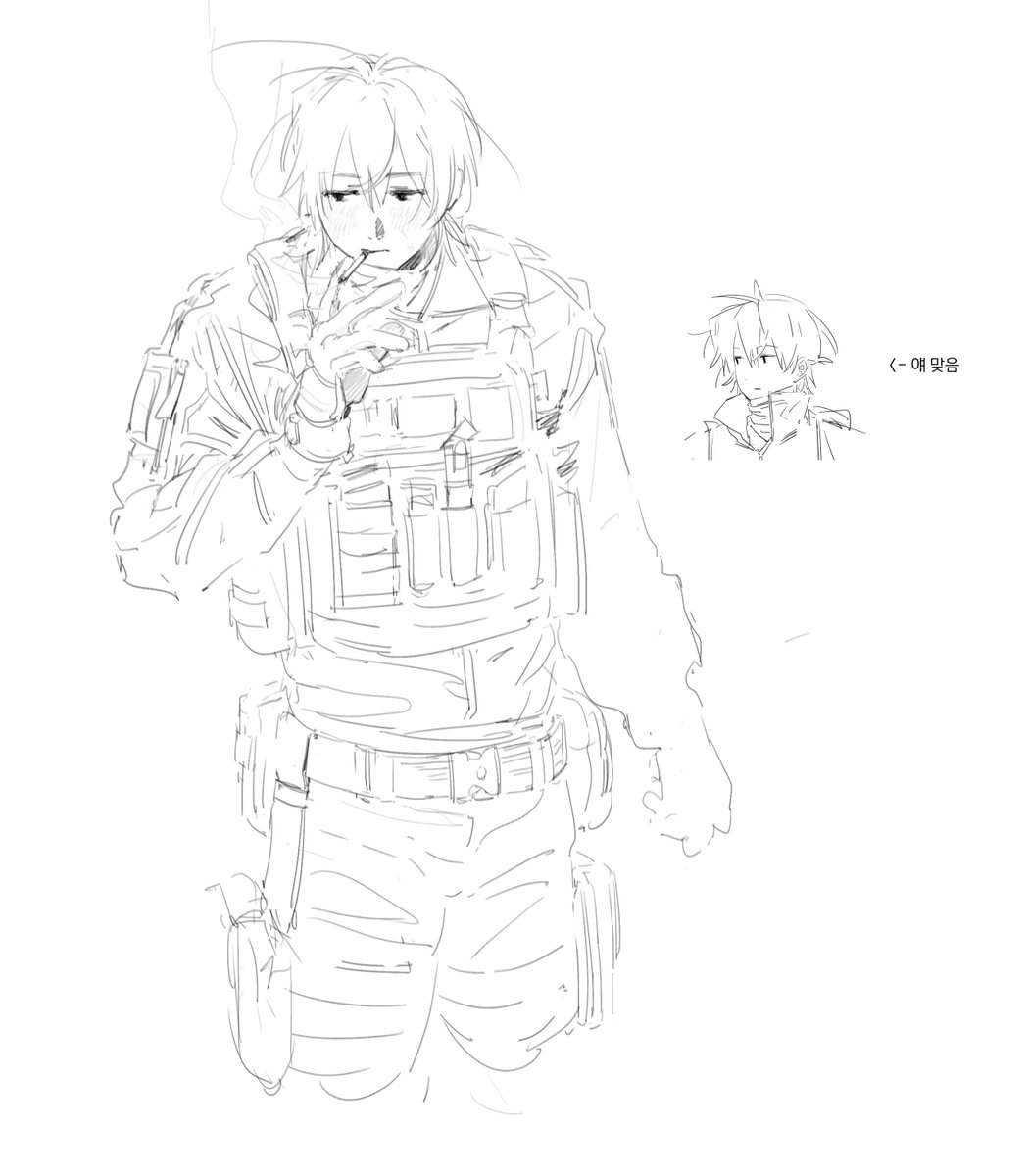 요즘 덩치 큰 남캐들 그려보려고 노력중 +군인
