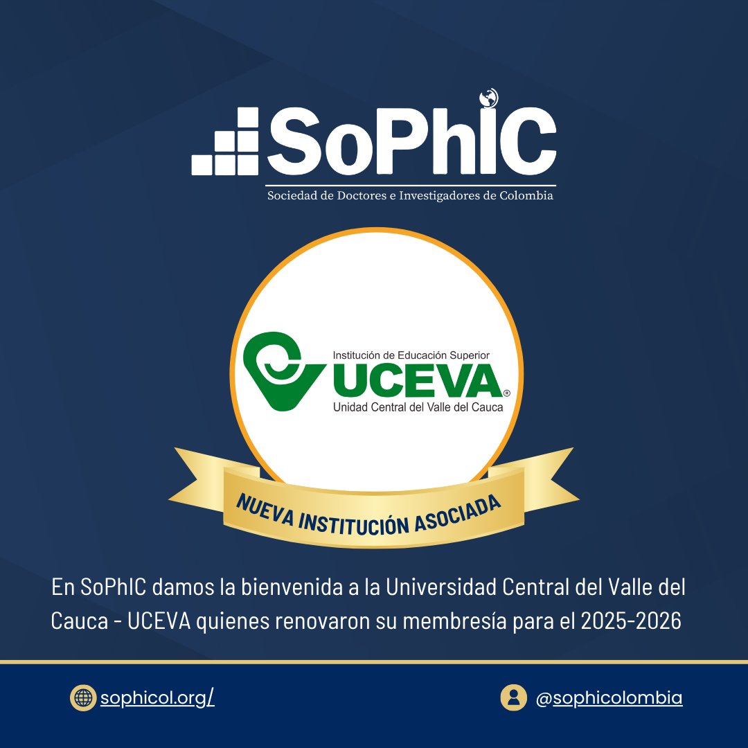 Sociedad de Doctores e Investigadores de Colombia (@sophic) on Twitter photo 🎉 Desde SoPhIC agradecemos a la Unidad Central del Valle del Cauca - UCEVA por renovar su membresía institucional SoPhIC
🧾 Agradecemos a la <a href="/ucevacol/">UCEVA - Unidad Central del Valle del Cauca</a> por el apoyo y seguiremos trabajando conjuntamente en pro de la CTeI en todas las áreas del conocimiento 🎉 Desde SoPhIC agradecemos a la Unidad Central del Valle del Cauca - UCEVA por renovar su membresía institucional SoPhIC
🧾 Agradecemos a la <a href="/ucevacol/">UCEVA - Unidad Central del Valle del Cauca</a> por el apoyo y seguiremos trabajando conjuntamente en pro de la CTeI en todas las áreas del conocimiento