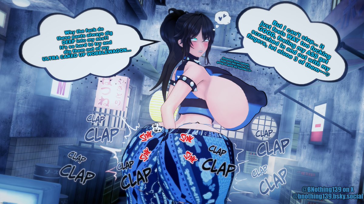 Evaline's Forbidden Pants Problems (if not for better~)

Evaline often times find herself trying to dig her pants right out of her cheeks, with how constantly they ride into her crack... it always takes a bit of effort to dig into her cheeks to get them out.