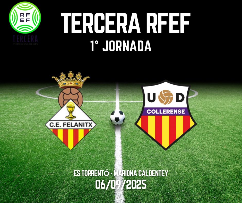 𝙏𝙚𝙧𝙘𝙚𝙧𝙖 𝙍𝙛𝙚𝙛

✅ Avui s’ha realitzat el sorteig del calendari de Tercera RFEF

✍️ Apuntau-vos aquesta data 𝟎𝟔/𝟎𝟗/𝟐𝟎𝟐𝟓 

🛠️ La primera batalla de la temporada serà a casa

#vamosfela #orgullfelanitxer