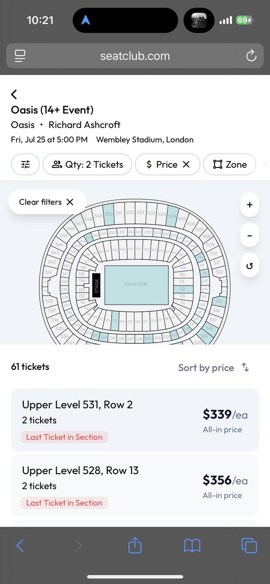 ScottFriedman3's tweet image. A little 🎟️ decay for @oasis in London tonight at Wembley Stadium.
ℹ️ @joinseatclub