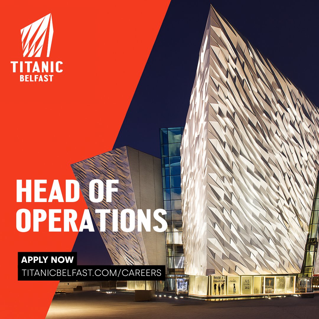 TitanicBelfast's tweet image. JOIN OUR CREW! ⚓

We’re hiring for a Head of Operations to lead guest experiences &amp;amp; drive operational excellence at a world-renowned attraction. 
 
Apply now 👉bit.ly/46sVqDl