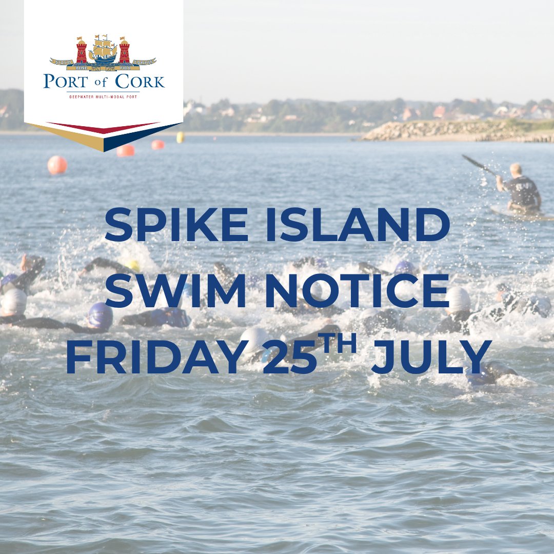 PortofCork's tweet image. 🏊 Spike Island Swim - Friday 25th July 🏊
Mariners are advised that a swimming event will take place today, Friday 25th July, between Spike Island and Cobh, with approx. 25-50 swimmers entering the water from 17:30hrs.
The route crosses the main navigational channel and will…