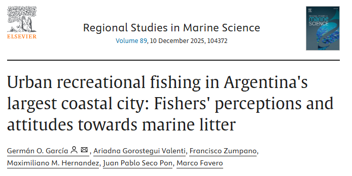 Nueva publicación en #RegionalStudiesinMarineScience sobre Percepciones y actitudes de los pescadores hacia la basura marina en la zona costera de Mar del Plata.🎣🪝🌊

<a href="/Gerenchapa/">Germán García</a> <a href="/Maxi_MHernandez/">Maxi.Hernandez</a> <a href="/pzumpa1/">Pancho Zumpano</a> <a href="/IIMyCAr/">IIMyC-UNMdP-CONICET</a>
#Pescadores #Percepciones #MardelPlata
doi.org/10.1016/j.rsma…