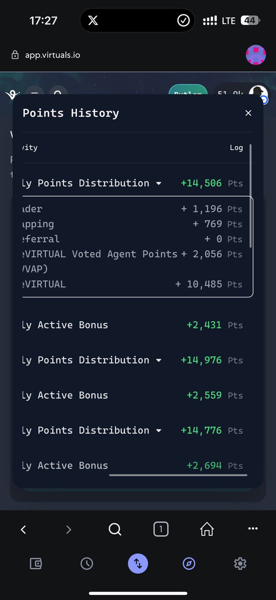 CyrptosSherlock's tweet image. 〽️ My daily points.
I need more points 😂😂😂
🔥 @virtuals_io @VaderResearch @Vader_AI_ $VADER
