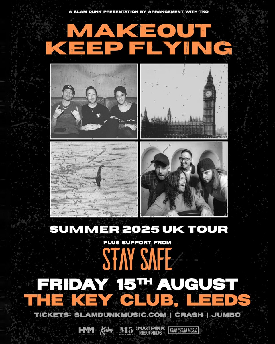 slamdunkpresent's tweet image. Support added 👉 Highly infectious pop punk/alt rock band Stay Safe join @makeoutofficial and @KeepFlyingBand for their co-headline show at @thekeyclubleeds on Friday 15th August!
This show is coming up fast - get tickets now from slamdunkmusic.seetickets.com/event/makeout-…
