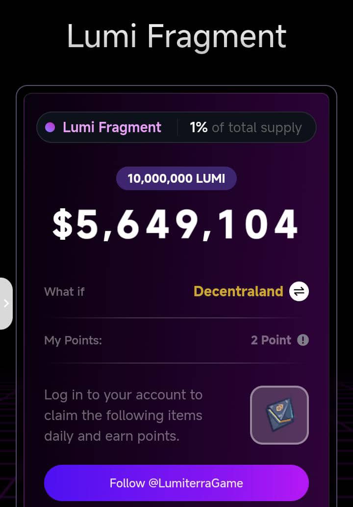 precious_ebby's tweet image. Day 2 of claiming my daily fragments Until
@LumiterraGame TGE.
If you have not claimed yours
Use this link to claim
megadrop.lumiterra.net
Don't forget to deposit some ronin Eth
Glumi 💛
