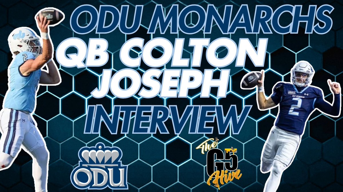 The G5 Hive (@g5hive) on Twitter photo Join us as we get to know <a href="/ODUFootball/">ODU Football</a> Quarterback <a href="/_ColtonJoseph1/">Colton Joseph</a> a RISING STAR in College Football! Now on YouTube, Amazon, Apple & Spotify! Hit that Subscribe Button & Follow on X! #ODU #ReignOn #FunBelt #G5Hive youtu.be/V7q54ZANFGI Join us as we get to know <a href="/ODUFootball/">ODU Football</a> Quarterback <a href="/_ColtonJoseph1/">Colton Joseph</a> a RISING STAR in College Football! Now on YouTube, Amazon, Apple & Spotify! Hit that Subscribe Button & Follow on X! #ODU #ReignOn #FunBelt #G5Hive youtu.be/V7q54ZANFGI