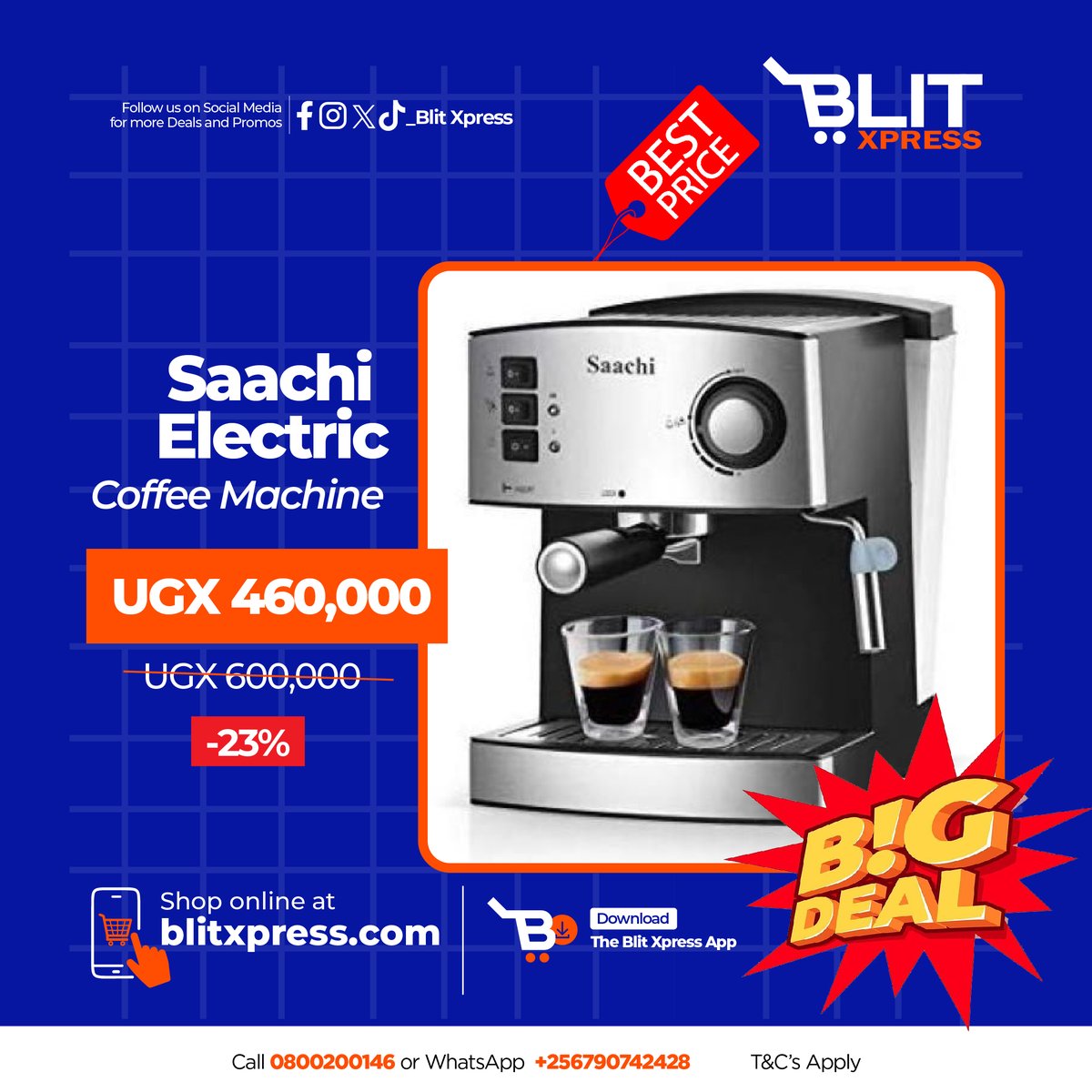 blit_xpress's tweet image. π₯ Saachi Deals of the Day!
Upgrade your space with quality appliances β now at discounted prices!
π Saachi 16" Adjustable Fan β UGX 110,000
β Saachi Electric Coffee Machine β UGX 460,000
β
FREE Delivery countrywide
π 0800200146 | π¬ WhatsApp: +256 790 742428
π Shop now:β¦