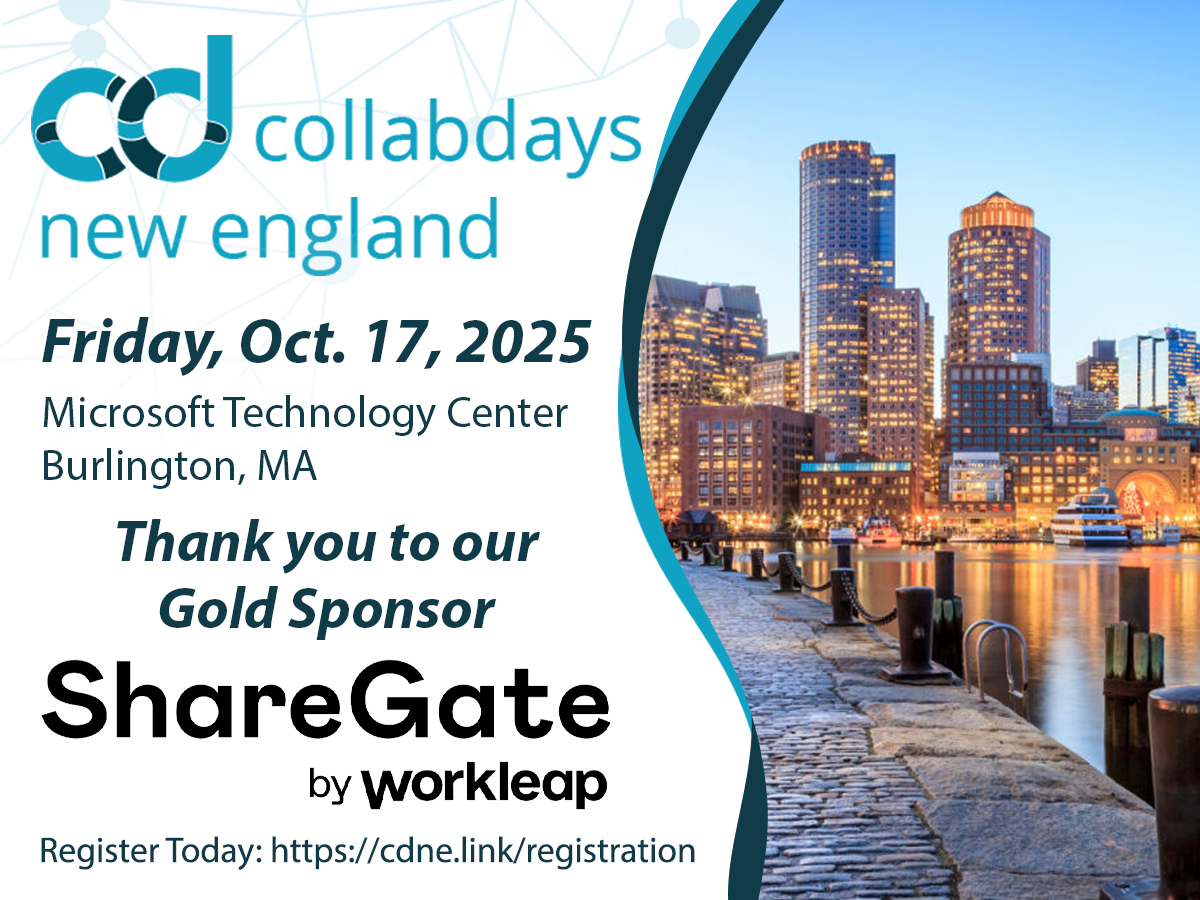 CollabDays New England (@collabdaysne) on Twitter photo Big thanks to <a href="/sharegatetools/">ShareGate</a> for joining us as a Gold Sponsor for <a href="/CollabdaysNE/">CollabDays New England</a>! 💙 Whether it’s messy migrations or #Microsoft365 governance chaos, #ShareGate brings clarity and control ☺️ 
🚨 Want to join the sponsor lineup? We’ve still got space! cdne.link/sponsors25 Big thanks to <a href="/sharegatetools/">ShareGate</a> for joining us as a Gold Sponsor for <a href="/CollabdaysNE/">CollabDays New England</a>! 💙 Whether it’s messy migrations or #Microsoft365 governance chaos, #ShareGate brings clarity and control ☺️ 
🚨 Want to join the sponsor lineup? We’ve still got space! cdne.link/sponsors25