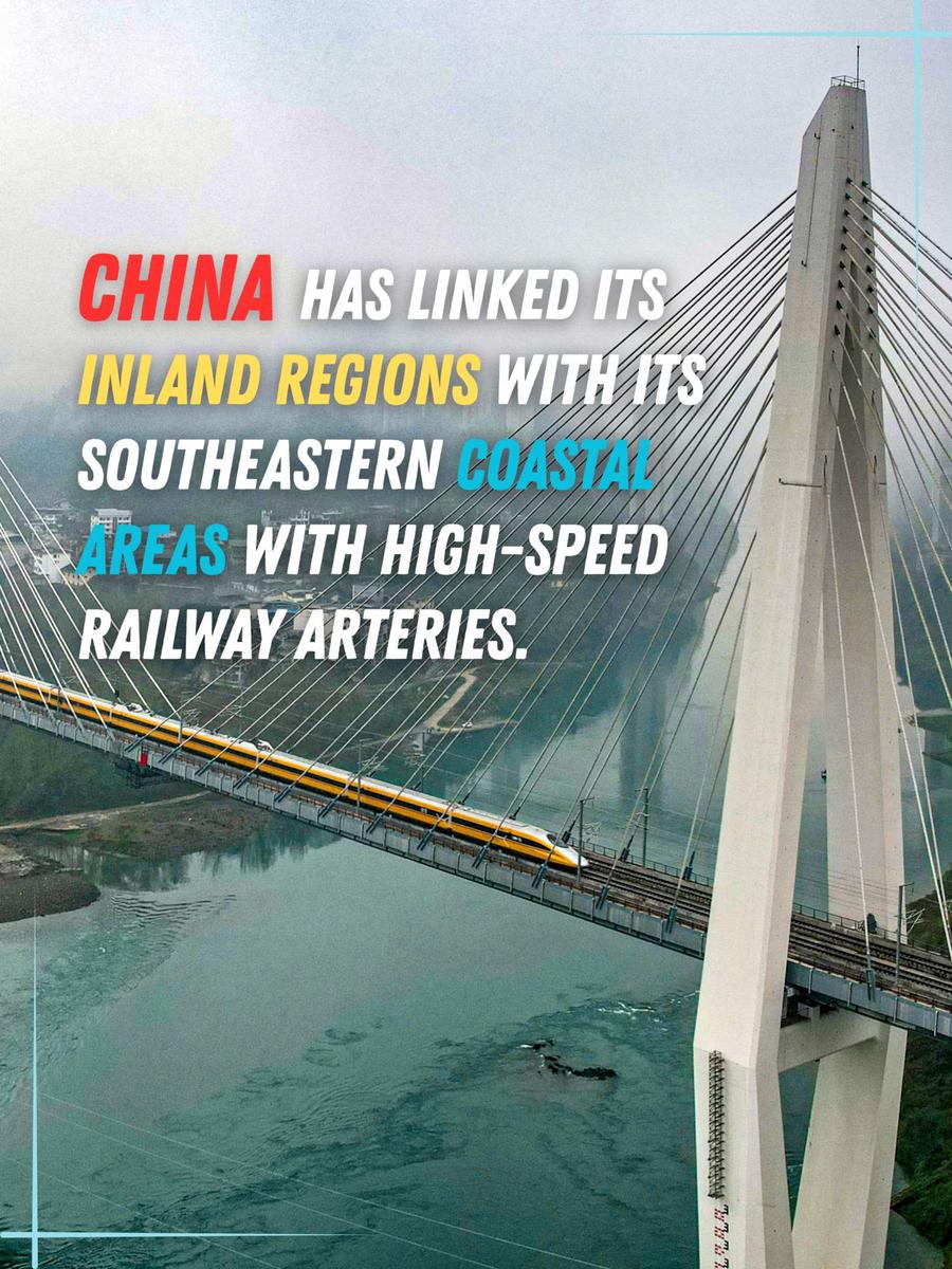 YDunhai's tweet image. China's high-speed rail is a marvel! It partners with 40+ regions, the CR450 hits 450km/h, the network expanded to 48,000km, and links inland & coastal areas. #ChinaHighSpeedRail #AmazingTech