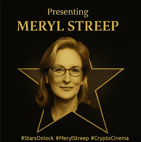 StarsOnBlock's tweet photo. 🎬 Presenting Meryl Streep — now a golden star on the Bitcoin chain.
If Hollywood made a crypto movie… what role would she play?
👇 Drop your dream casting!
#StarsOnBlock #MerylStreep #CryptoCinema #DigitalLegends https://t.co/4PBODpwJUm