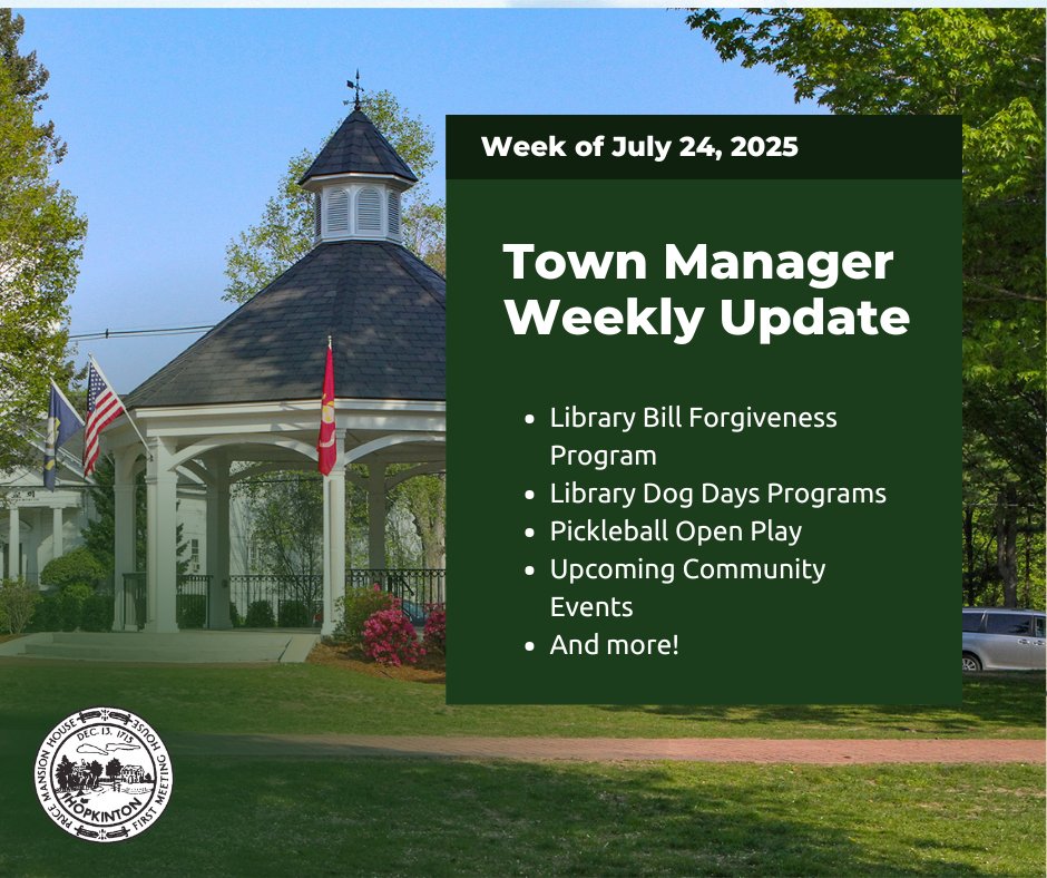 Hopkinton, MA (@hopkintonma) on Twitter photo 🐶 Looking for something to do during the Dog Days of Summer? Head to the Library for some pet-themed fun! Or maybe a concert on the town common is more your speed? This week's Town Manager Update is full of events for all ages: ow.ly/qLwm50WvhWe 🐶 Looking for something to do during the Dog Days of Summer? Head to the Library for some pet-themed fun! Or maybe a concert on the town common is more your speed? This week's Town Manager Update is full of events for all ages: ow.ly/qLwm50WvhWe