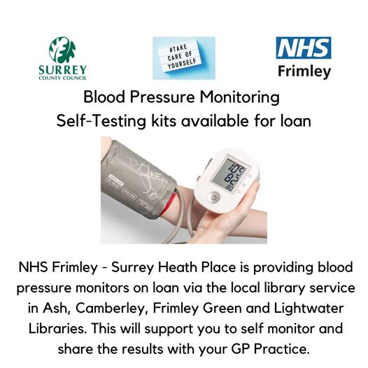 FrimleyGreenLib (@frimleygreenlib) on Twitter photo In partnership with NHS Frimley, blood pressure monitoring self-testing kits are now available to borrow.
Sign up to <a href="/SurreyLibraries/">Surrey Libraries UK</a> for free membership, and collect your kit for a 3 week loan. You will be provided with all the paperwork required to pass on to your GP Practice. In partnership with NHS Frimley, blood pressure monitoring self-testing kits are now available to borrow.
Sign up to <a href="/SurreyLibraries/">Surrey Libraries UK</a> for free membership, and collect your kit for a 3 week loan. You will be provided with all the paperwork required to pass on to your GP Practice.