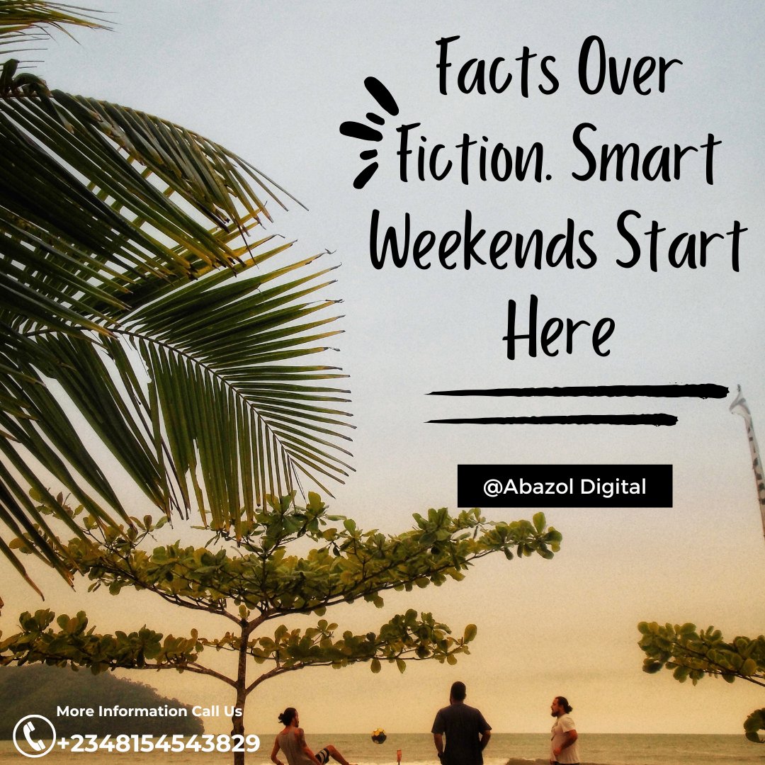 Abdulquadri_az's tweet photo. Smart minds chill with real facts. Enjoy your weekend with verified info — only from Abazol Digital Hub. 📊 #WeekendVibes #VerifiedByAbazol
https://t.co/7izmjjclT4 https://t.co/i7NUJ1dPAp