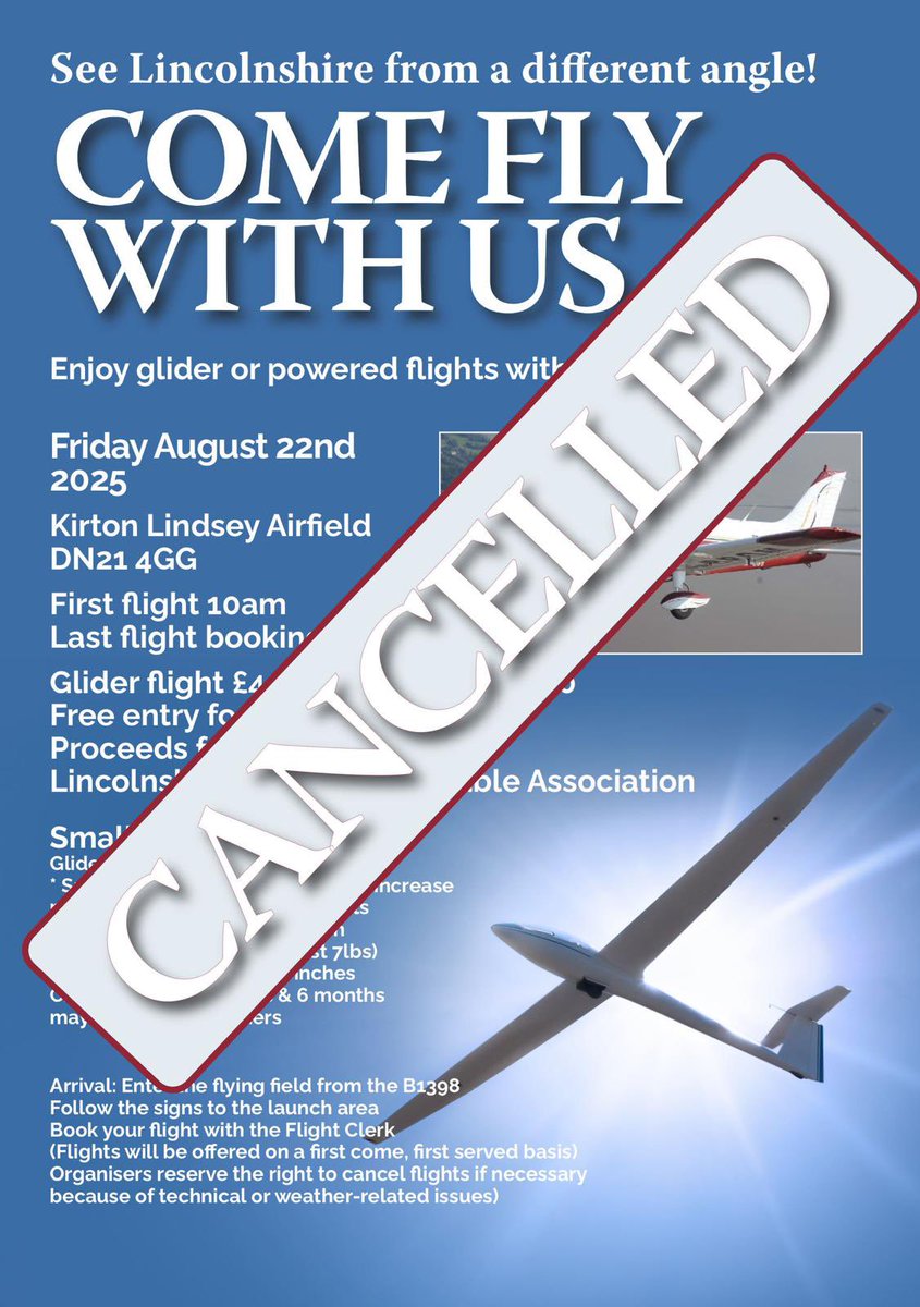 lincsmasonic's tweet image. With deep regret we have had to cancel the Flying Freemasons event planned for August 22nd. This is due to circumstances entirely beyond our control. The possibility of holding similar events in the future is being explored.