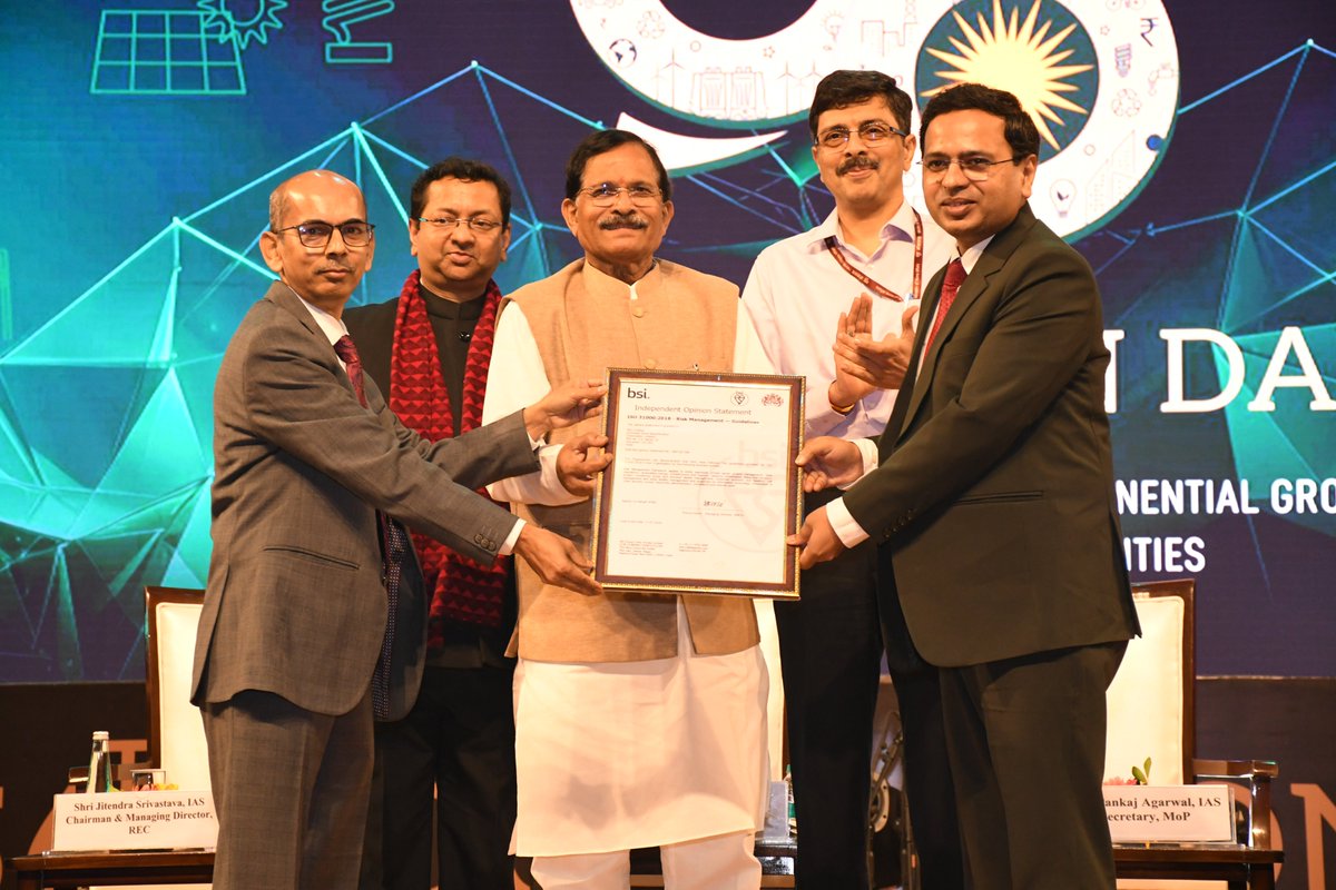 RECLindia's tweet image. Privacy and security has always been a priority area for REC!
We are deeply honoured that on the occasion of the 56th Foundation Day, REC has been presented with the Letter of Conformity ISO 31000.
The ISO 31000 provides a systematic method for managing uncertainty, enhancing…