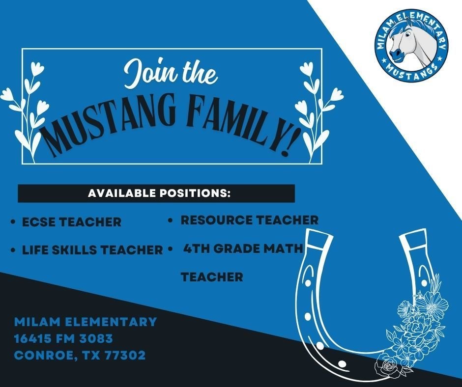 Come join our Mialm Family.  We are still looking for a few teachers to help complete our Mustang Family!