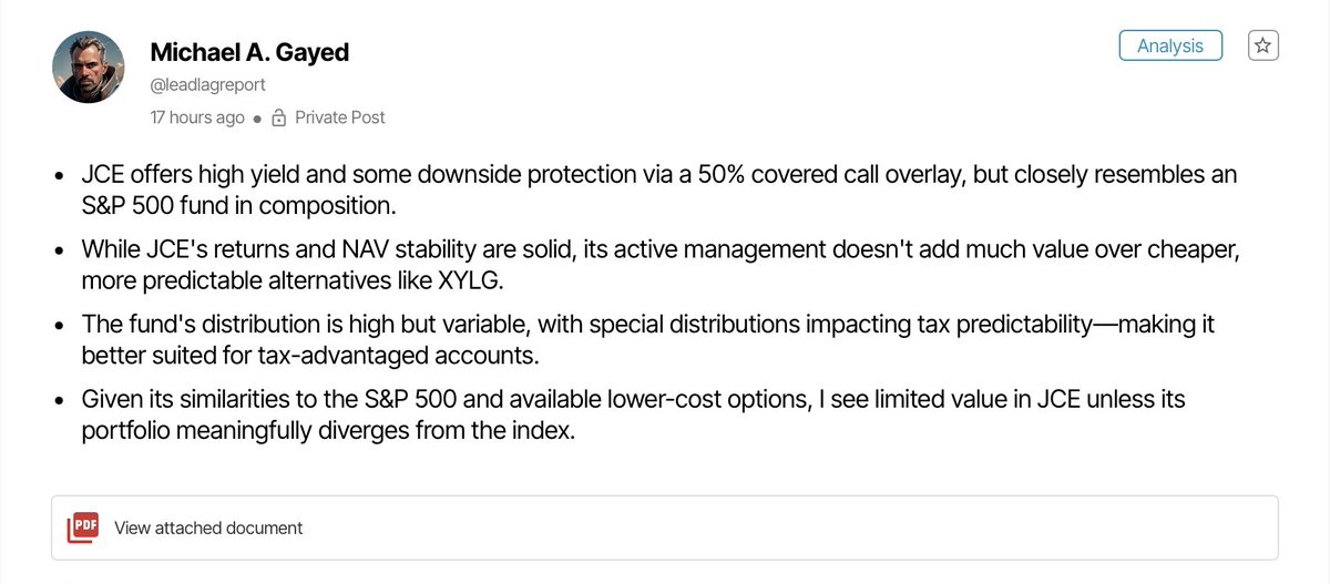 Slice (@slice_app_) on Twitter photo Is JCE worth it?
<a href="/leadlagreport/">Michael A. Gayed, CFA</a> dives deep into the numbers, and the strategy behind the yield.
Check out his Slice profile: bit.ly/Slice-Michael Is JCE worth it?
<a href="/leadlagreport/">Michael A. Gayed, CFA</a> dives deep into the numbers, and the strategy behind the yield.
Check out his Slice profile: bit.ly/Slice-Michael