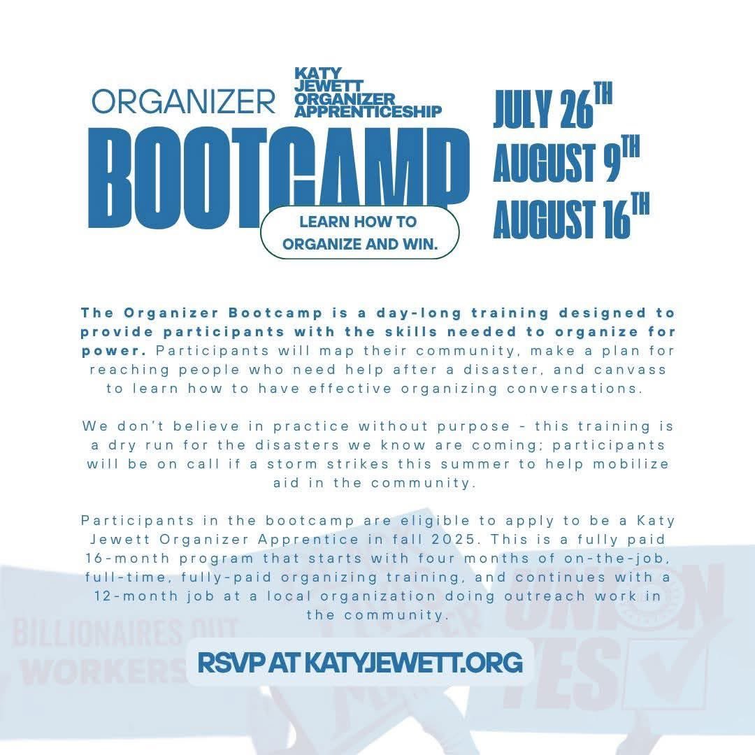 thisisroxanne's tweet image. Want to learn more about community organizing? This day-long boot camp will teach you to map your community, make a plan for reaching people who need help, and canvass/have effective conversations.
🔗 katyjewett.org/?fbclid=IwZXh0…