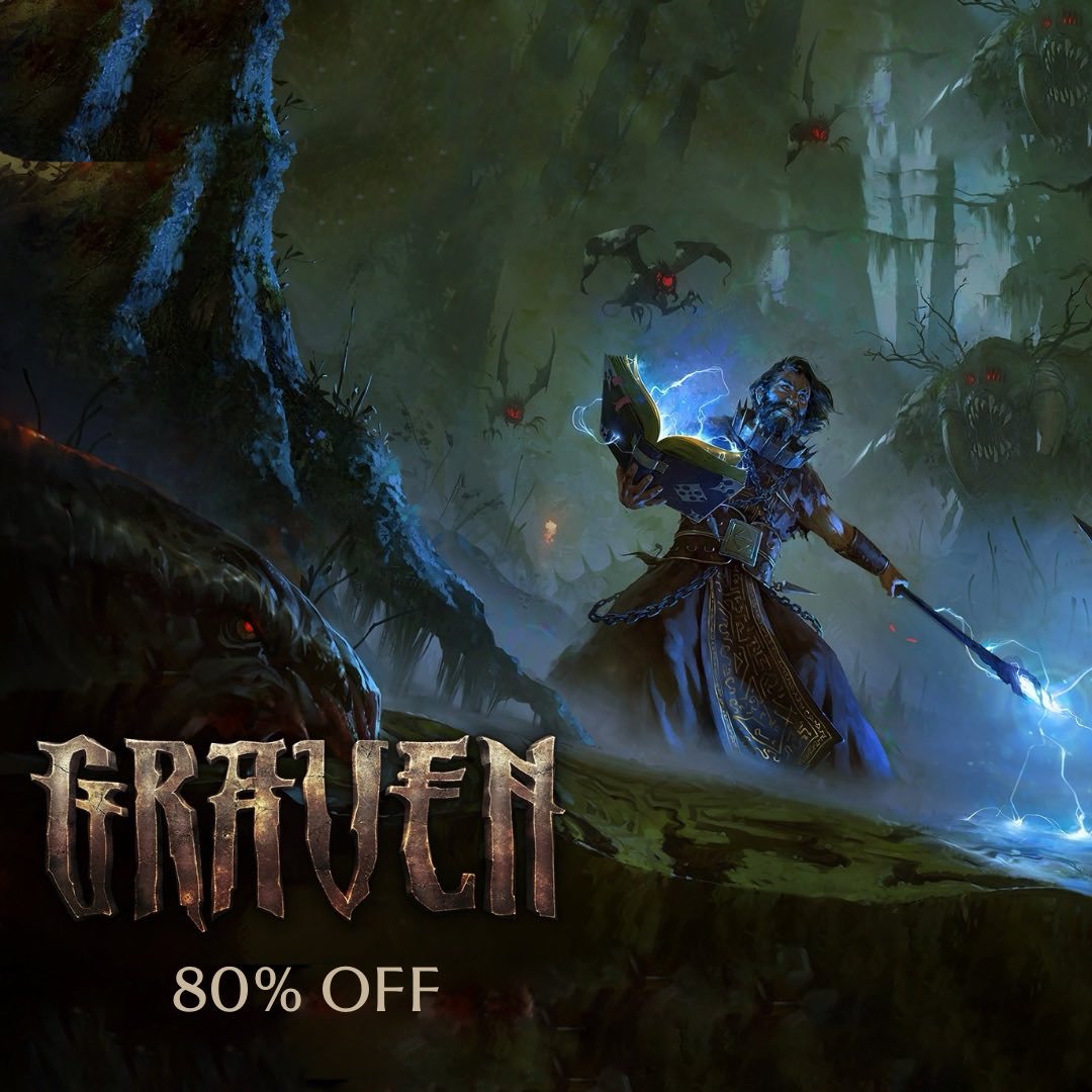 FulqrumPub's tweet image. ⚔️ Dark magic, divine wrath, and a whole lot of heresy!
🔥 GRAVEN is 80% OFF in today’s Steam Daily Deal!
👉 store.steampowered.com/app/1371690/GR…
#GRAVEN | #SteamDeal | #BoomerShooter