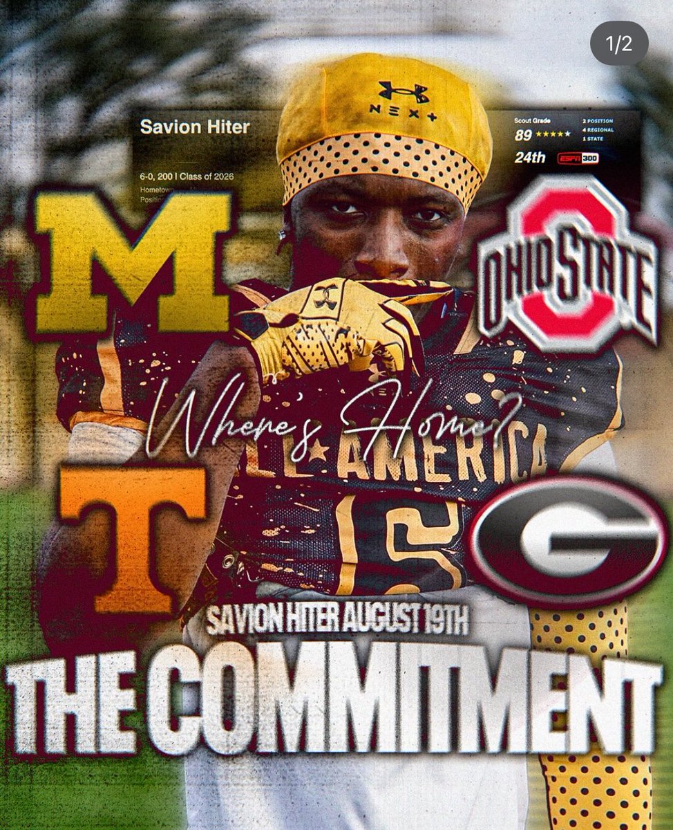 TriStar_Network's tweet image. 🚨 BREAKING 🚨
Five⭐️ RB Savion Hiter will announce Commitment date is August 19th‼️