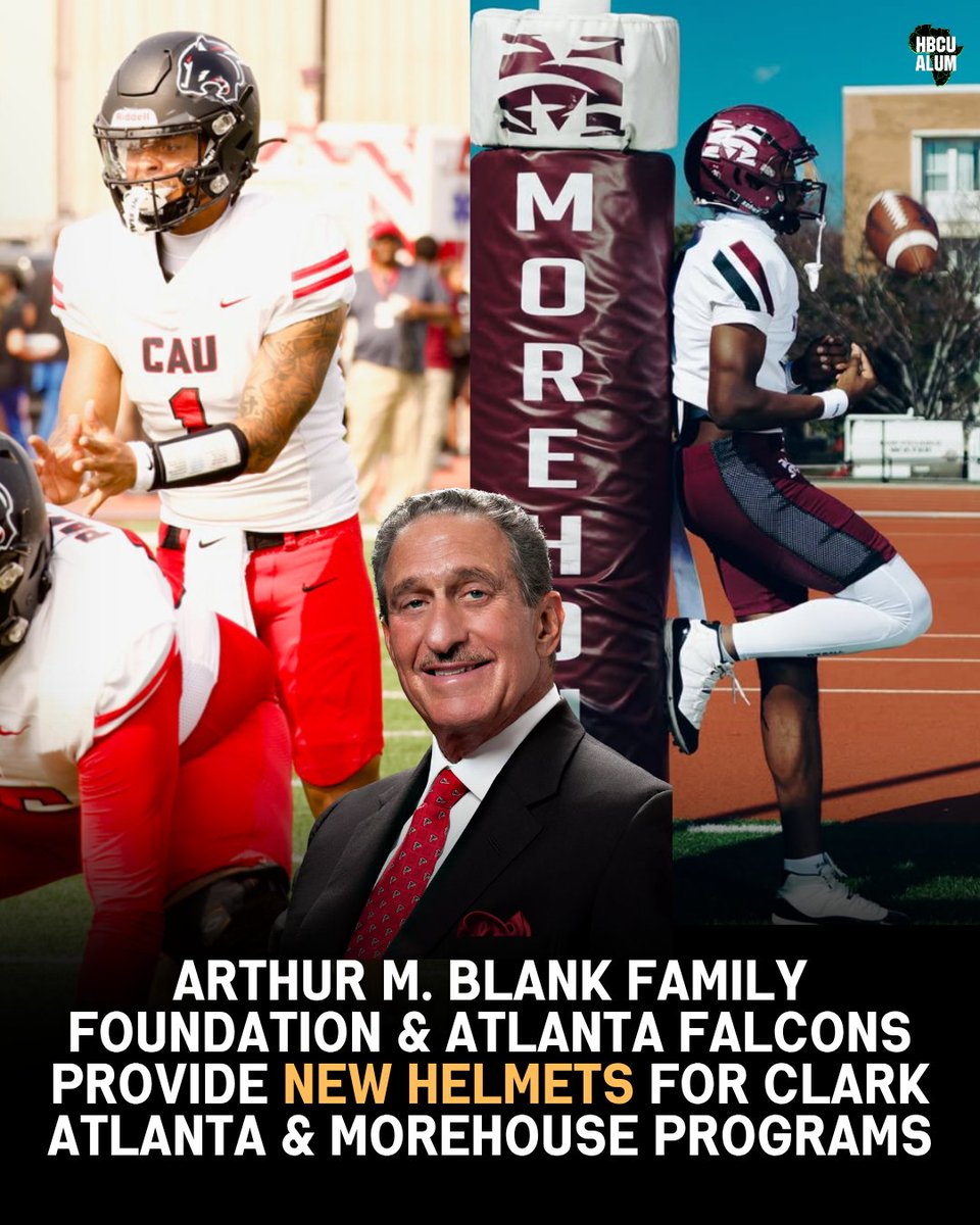 A year after providing new artificial turf playing surfaces at four HBCUs, Atlanta Falcons owner Arthur M. Blank is supporting two more HBCU programs, by providing Clark Atlanta University and Morehouse College new football helmets.
