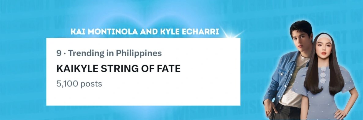 TeamKaiKyleOFC's tweet image. Yay! We’ve officially entered the top ten, now trending at number nine with over five thousand posts! Keep those fresh tweets coming, Wisharts. Higher pa!
KAIKYLE STRING OF FATE