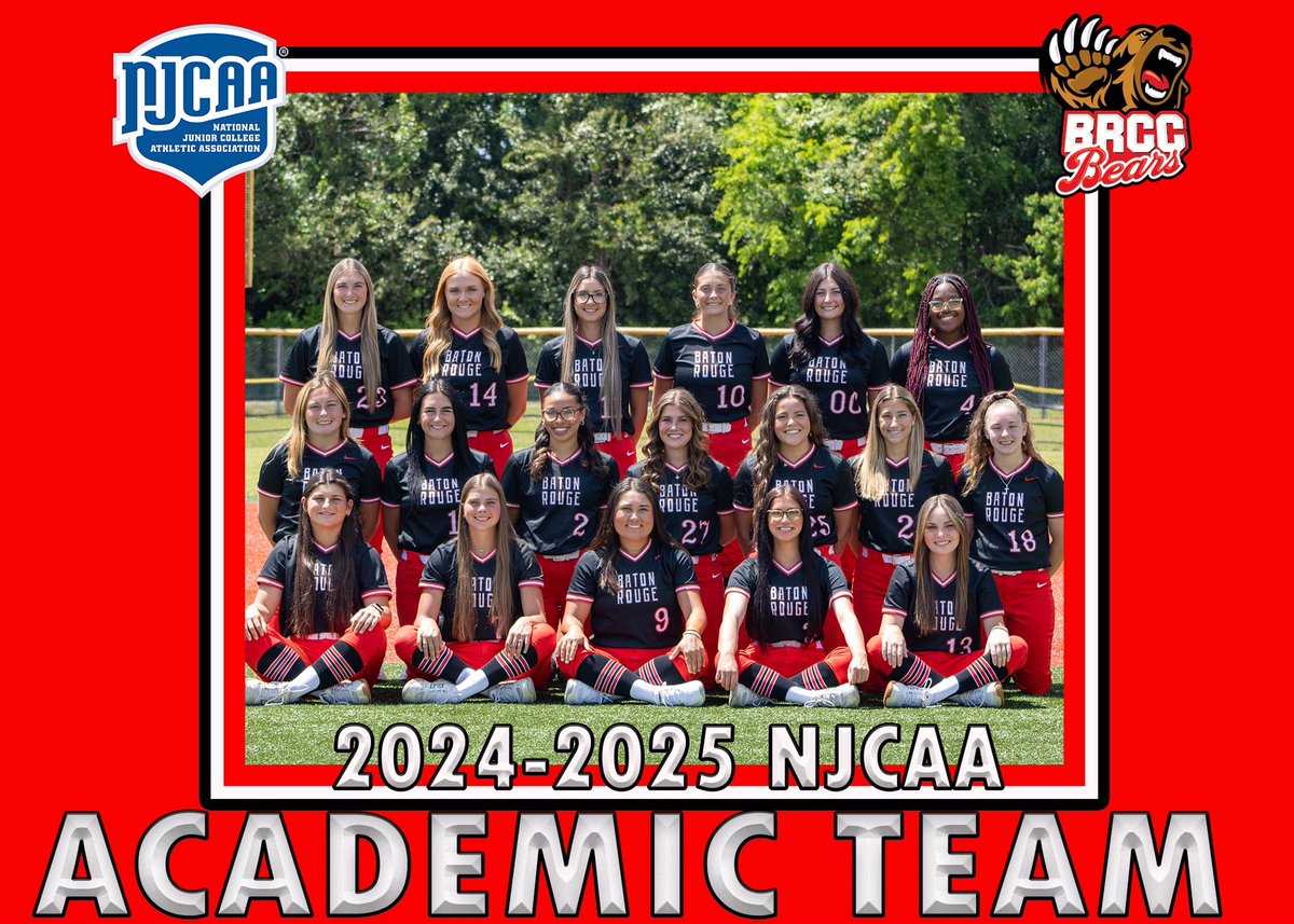Congratulations to the 2024-2025 BRCC Bears Softball team for being recognized as one of the NJCAA Academic Teams of the Year. The Bears finished the year with a  3.46 Team GPA.

For a full list of teams njcaa.org/awards/academi…
