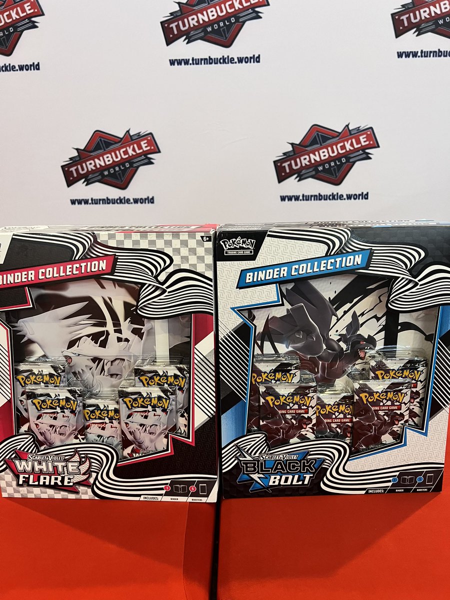 TurnbuckleWorld's tweet image. Pokemon Inventory Alert! Black Bolt/White Flare Binder sets with 5 Booster packs have arrived. These will be gone by end of day! Open until 7pm. Located at 190 East Main Street, Mount Vernon Ky.