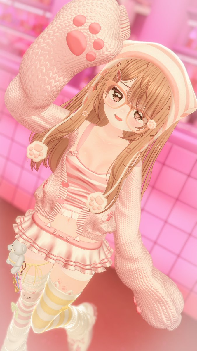 Bisuko_VRC's tweet image. 日常使い用改変～ฅ^-ω-^ฅ
少女漫画みたいなアイテクスチャ良い！🩷
#Chocolat3D