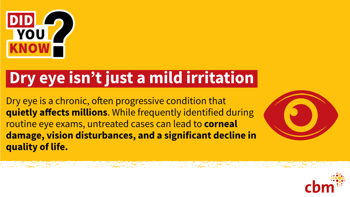 cbmIHI's tweet image. Did you know dry eye is a chronic condition that can cause serious discomfort and vision problems if left unmanaged?
Simple actions like staying hydrated, avoiding dusty environments, and taking screen breaks can help protect your #Eyehealth.
#LoveYourEyes #EyeCareForAll