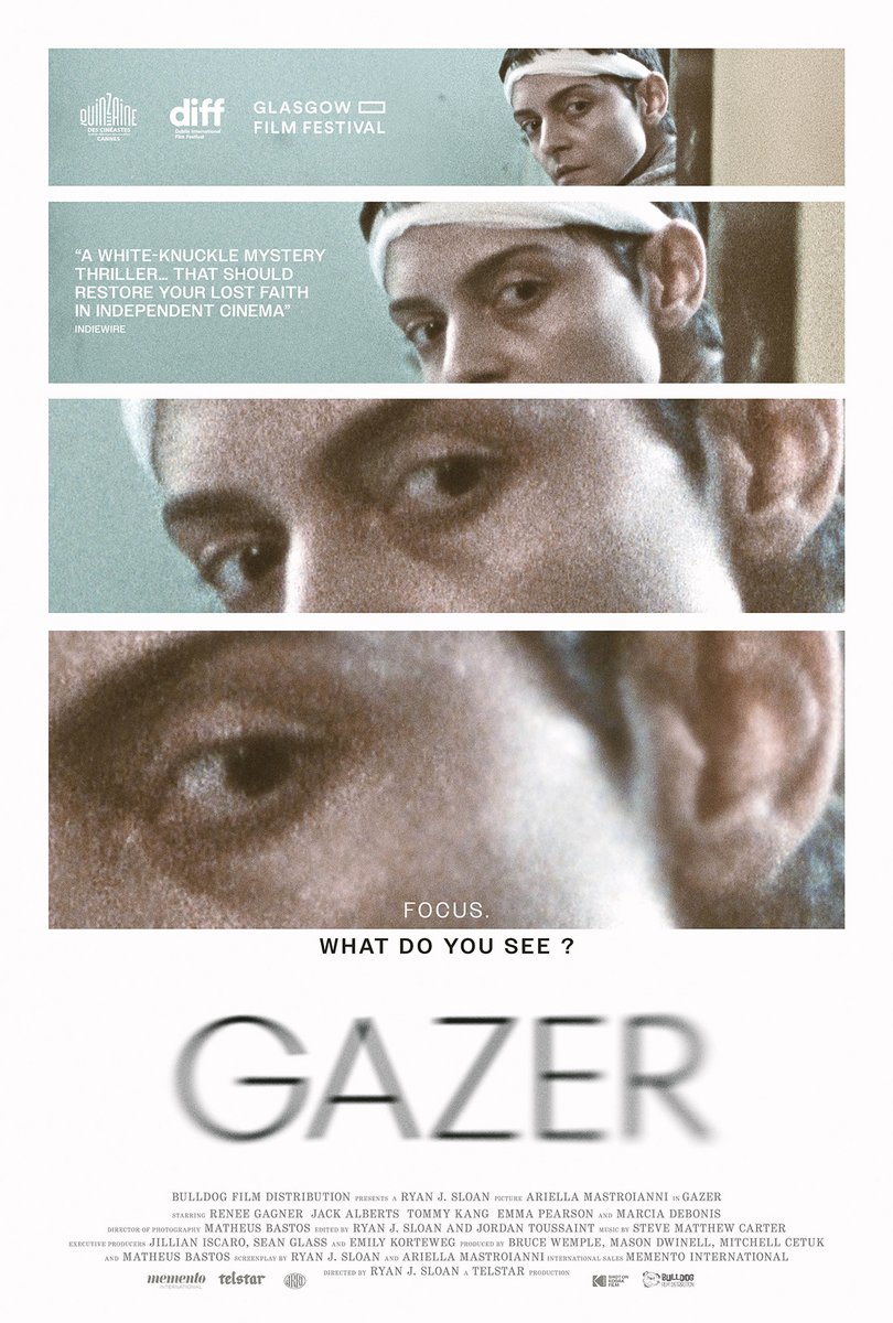 ★★★★ - The Times
★★★★ - The Guardian
★★★★ - FT
★★★★ - Daily Express
★★★★ - Daily Mirror
★★★★ - Daily Star

Ryan J. Sloan and Ariella Mastroianni's stunning, 16mm mystery thriller #Gazer is in select UK cinemas now from <a href="/Bulldog_Film/">Bulldog Film Distribution</a>.