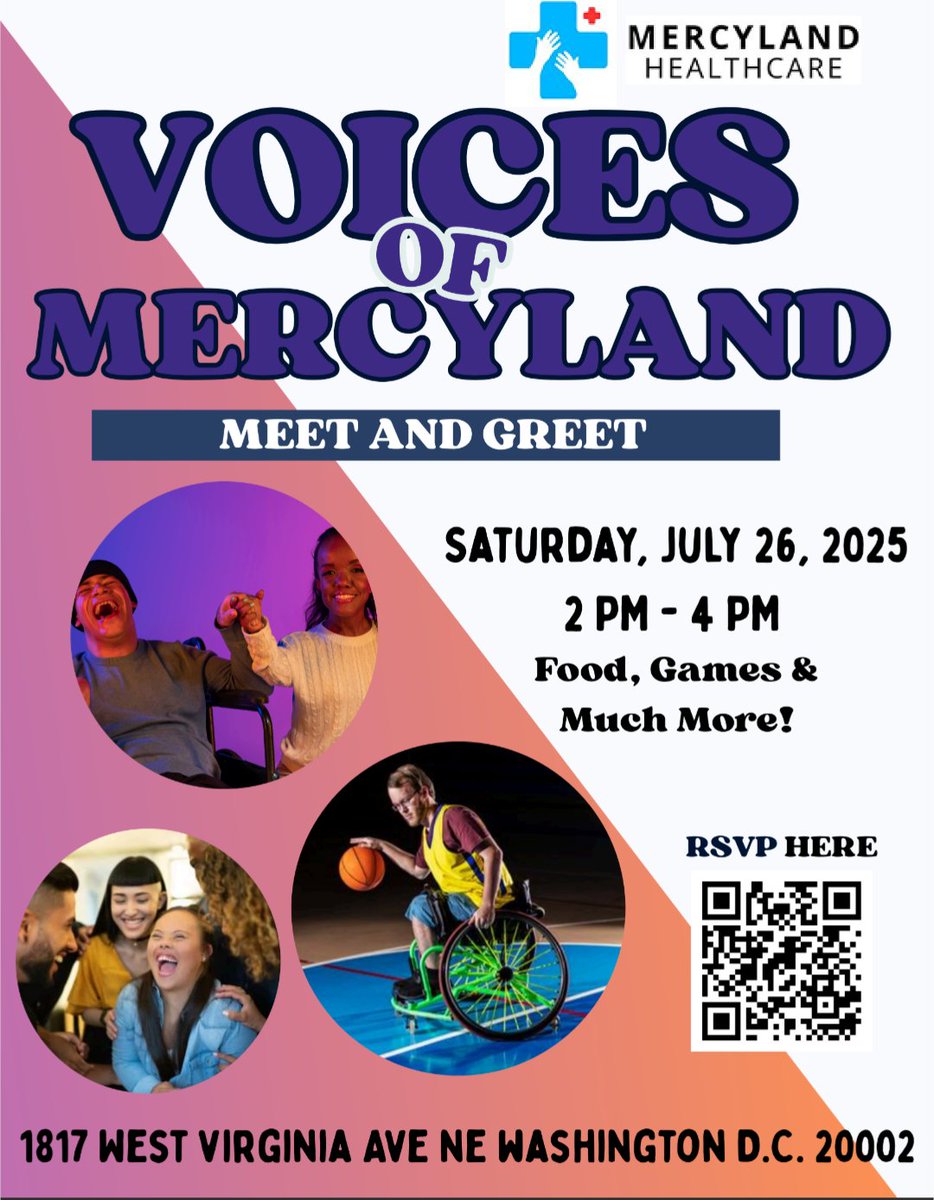 ANC5D's tweet image. TOMORROW (Saturday) from 2-4pm, Mercyland Healthcare is hosting a Voices of Mercyland Meet and Greet to support and empower individuals with intellectual and developmental disabilities! Join them at 1817 West Virginia Ave NE for free food and games!