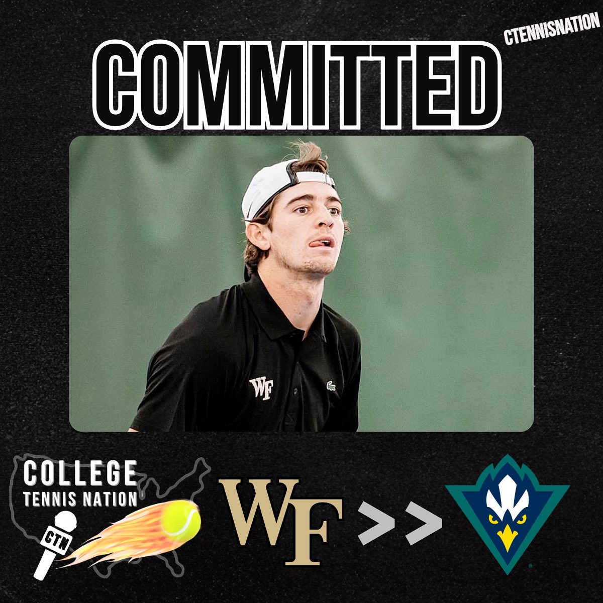CTennisNation's tweet image. 🚨BREAKING: Wake Forest Transfer Martin Mazev has committed to UNCW, sources tell CTN.
The Sophomore from Yorba Linda, California appeared in ten matches for the Deacons this spring, posting a record of 6-0. (11.95 UTR)
Mazev is a former five-star recruit.