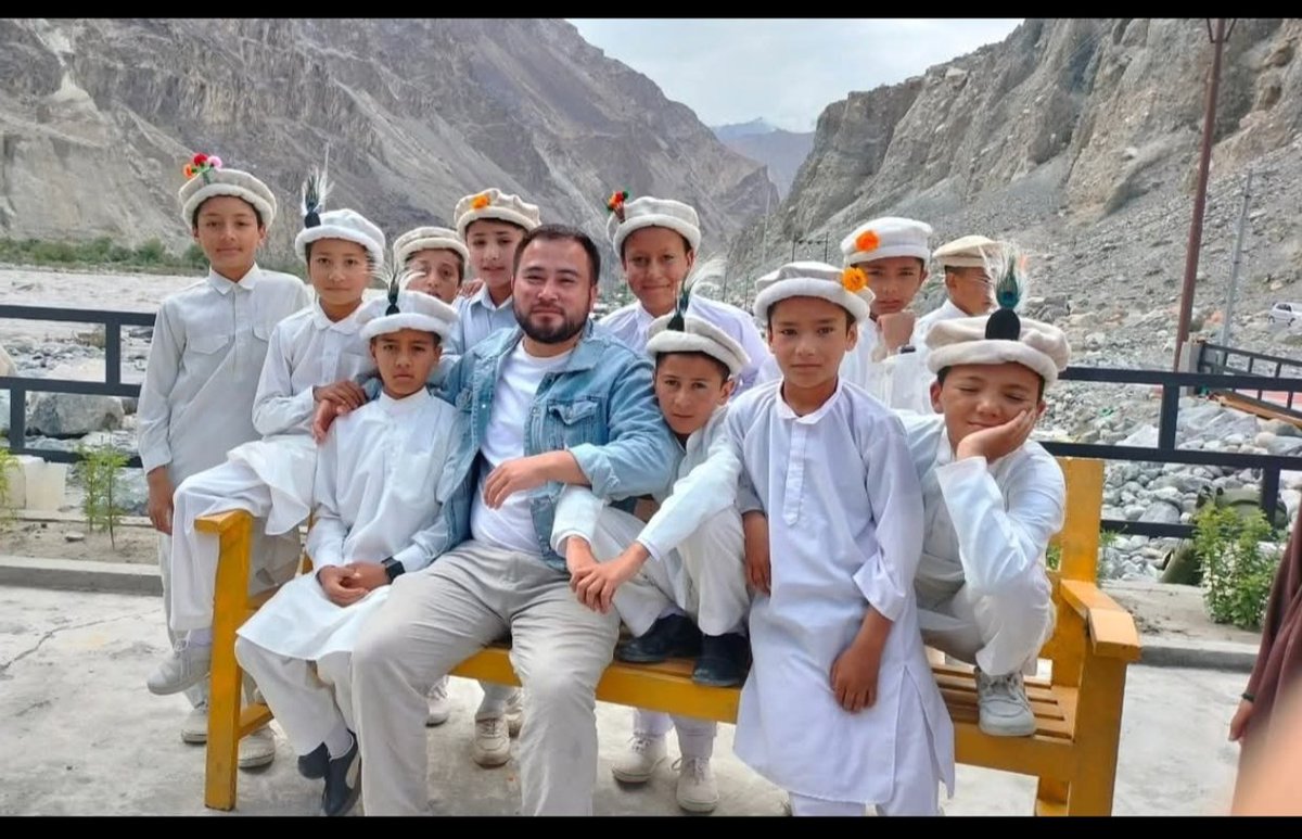 Balti Kids, in their traditional dress, during the celebration of Kargil Vijay Diwas at Tyakshi (Vibrant Village) at the Edge of India, in presence of their mentor, Mudasir."