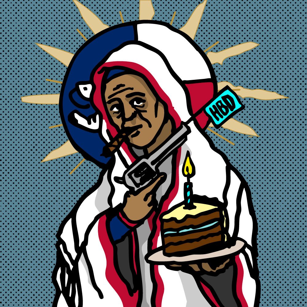 drrrrck's tweet image. hbd to the patron schmaint of shrimp