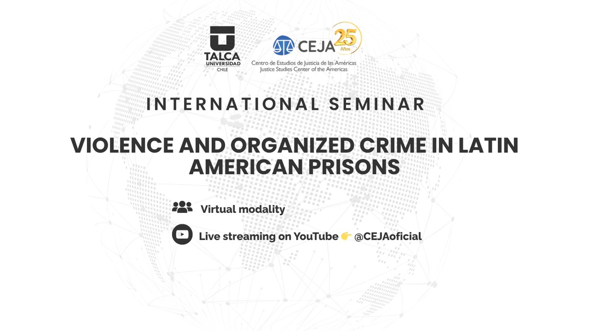 CEJAoficial's tweet image. 📣 Violence and organized crime behind bars: are prisons fueling or fighting it?
CEJA and @UTalca gathered authorities, researchers and specialists to debate the role of penitentiary systems in tackling organized crime.
🎥 Watch the full seminar youtu.be/AP6TSXIJEgA
#CEJA
