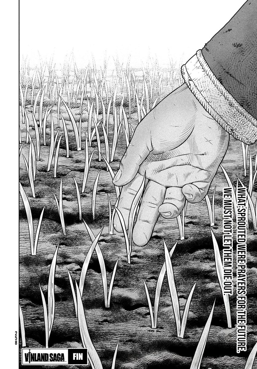 bibiiking11's tweet image. can't say that this is perfect conclusion but i still feel like it sums up themes of the story in a great way. overall it's one of my favs, farmland still remains my fav arc from vinland saga despite many peak moments/chapters post anime content