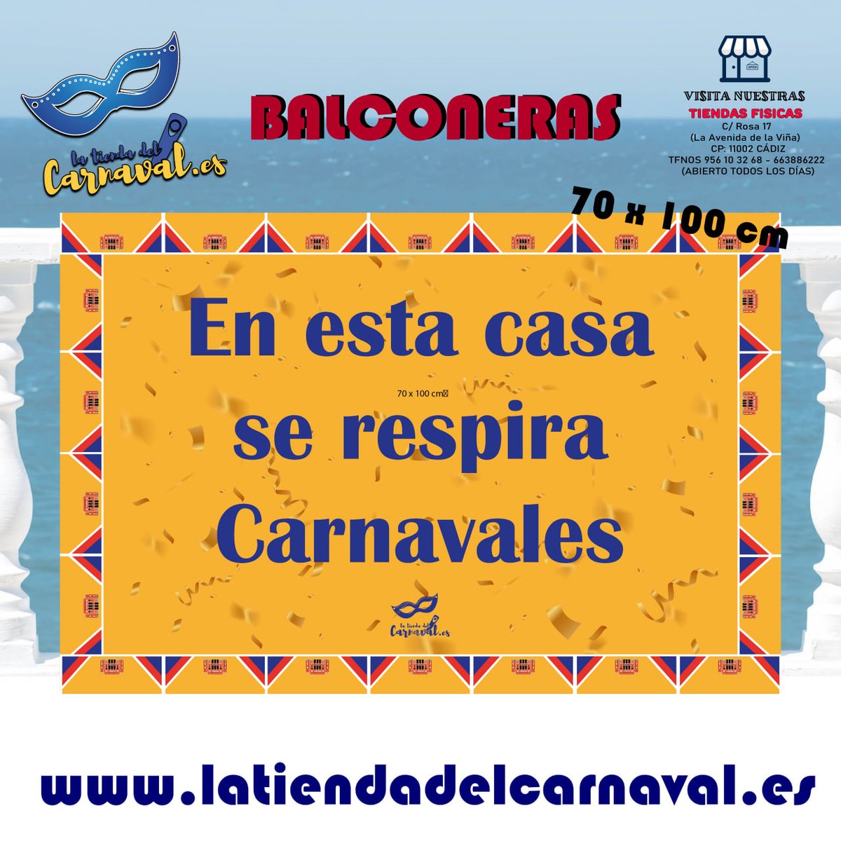 🎭✨ ¡Viste tu balcón de Carnaval! ✨🎭
Llena tu hogar de color y alegría con las Balconeras “Carnaval de Cádiz” 🎨

¡Cádiz en casa con solo colgarla!
👉 latiendadelcarnaval.es/producto/balco…

#LaTiendaDelCarnaval #Cádiz #CarnavalDeCádiz